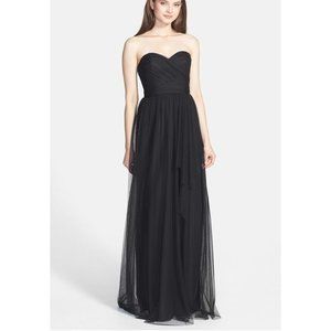 AMSALE Draped Tulle Gown WEDDING BRIDESMAID PROM PAGEANT FORMAL G835U BLACK 2
